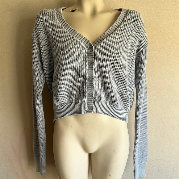 Brandy Melville Gray Cropped Cardigan Sweater - Picture 1 of 1